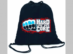 Hardcore Live Out ľahké sťahovacie vrecko ( batôžtek / vak ) s čiernou šnúrkou, 100% bavlna 100 g/m2, rozmery cca. 37 x 41 cm